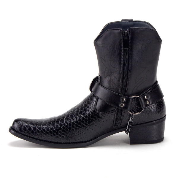 Jazame Men's Western Ankle High Cowboy Riding Dress Boots 11 M US / Brown Snake