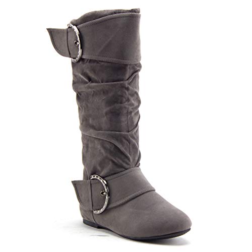 Jazamé Women's Destiny Suede Tall Mid-Calf High Ruched Riding Boots