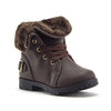 Little Girls Faux Fur Lined Military Style Combat Ankle High Chukka Boots