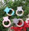 Bear Baby Teether Organic Food Grade Natural Beech Wood & Silicone Infant Toddler Chew Toy Ring Baby Shower Gift New Mom Gift