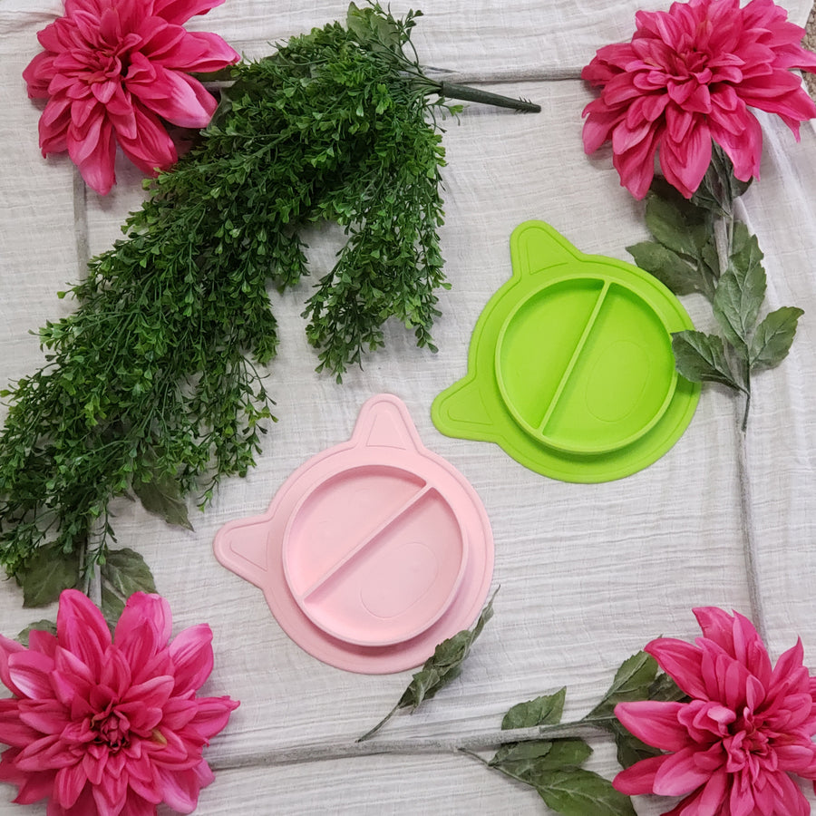 Non-Slip Baby Placemat Silicone Child Feeding Pig Shape Plate for Children, Kids, Toddlers Great For Baby Shower Gift New Mom Gift