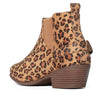 Women's Rider Ankle High Chunky Stack Block Heel Leopard Print Booties Dress Boots