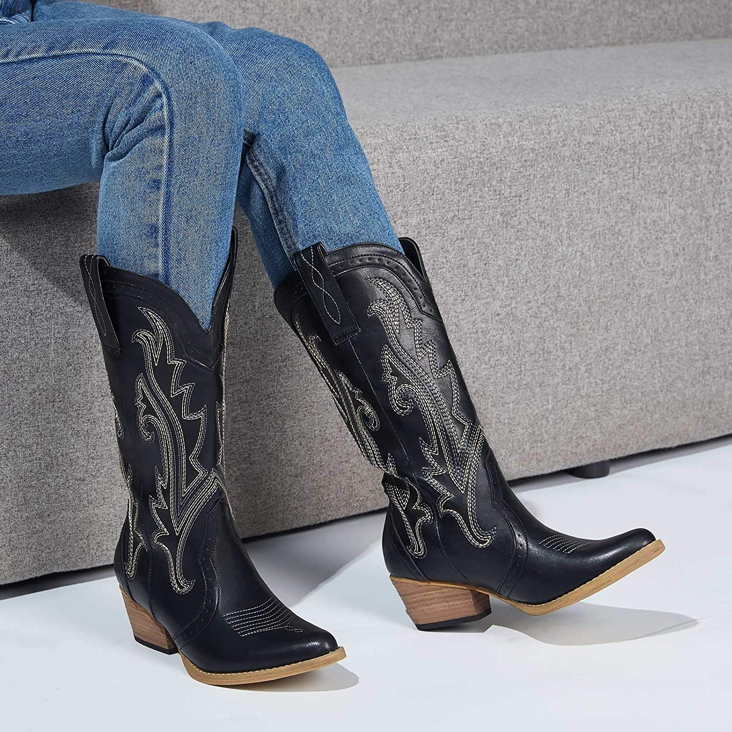 HISEA Rollda Cowboy Boots Women Western Boots Cowgirl Boots Ladies Pointy  Toe Fashion Boots : : Clothing, Shoes & Accessories