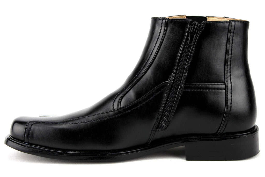 Men's 38912 Leather Lined Ankle High Moto Zipped Chelsea Dress Boots ...