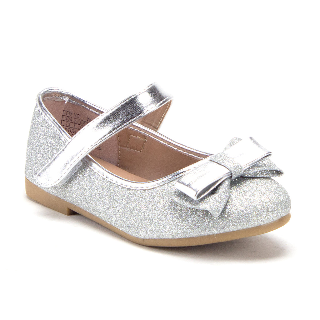 Toddler Little Girls Mary Jane Glitter Ballerina Flats Shoes - Jazame, Inc.